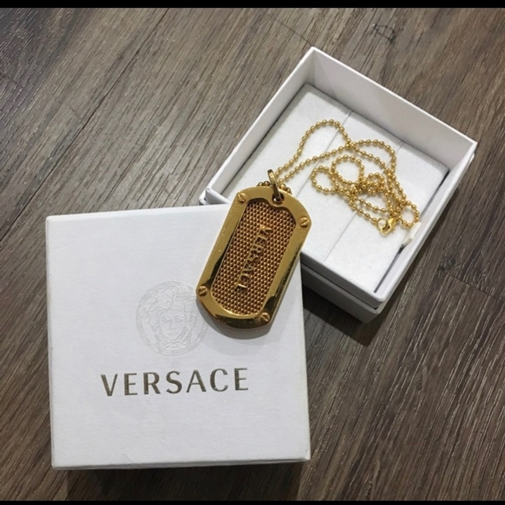 Authentic Vintage Versace Dog Tag Necklace